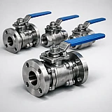 Кран шаровой нерж CF8M 3-ходовой Г-образный Ду 80 Ру63 ВР под электропривод с рукояткой ISO F07/F10 полнопроходной